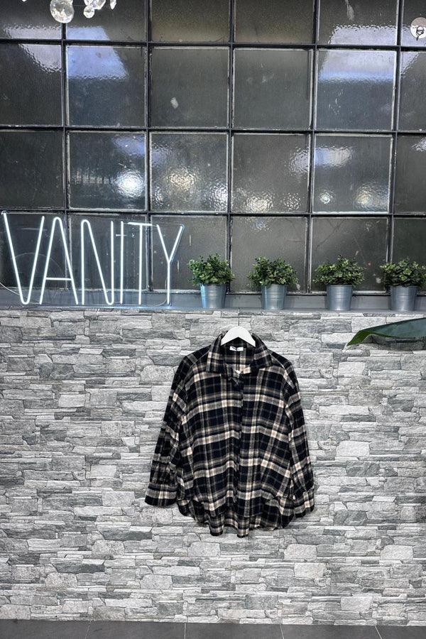 Camicia tartan flanella - NERO