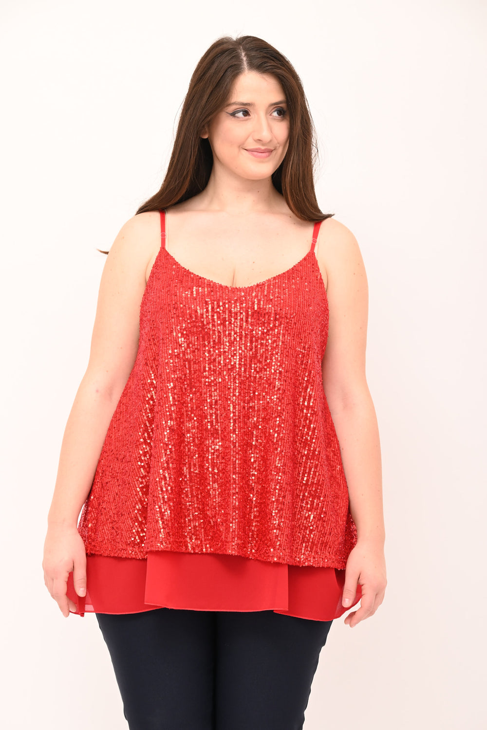 Top paillettes - Rosso