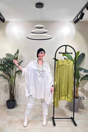 Maxi camicia raso - Avorio