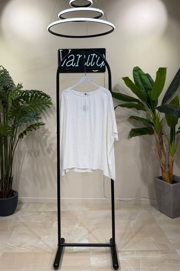Blusa over lino - Bianco