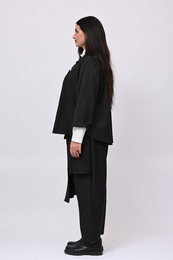 Pantalone gessato pannello - Nero
