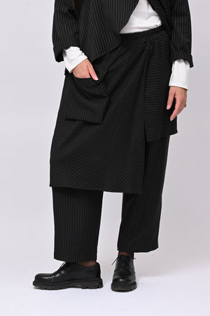 Pantalone gessato pannello - Nero
