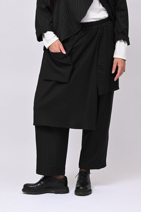Pantalone gessato pannello - Nero