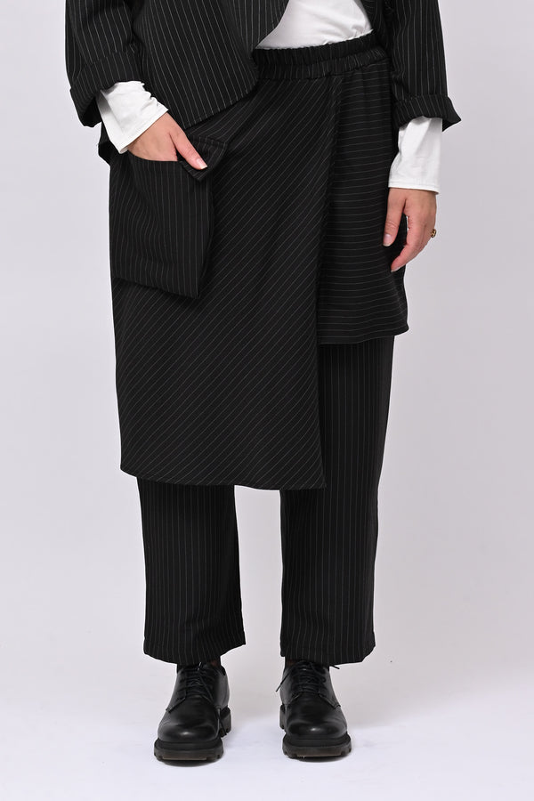 Pantalone gessato pannello - Nero