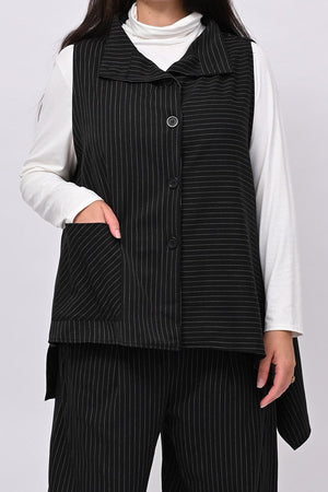 Gilet gessato punte - Nero