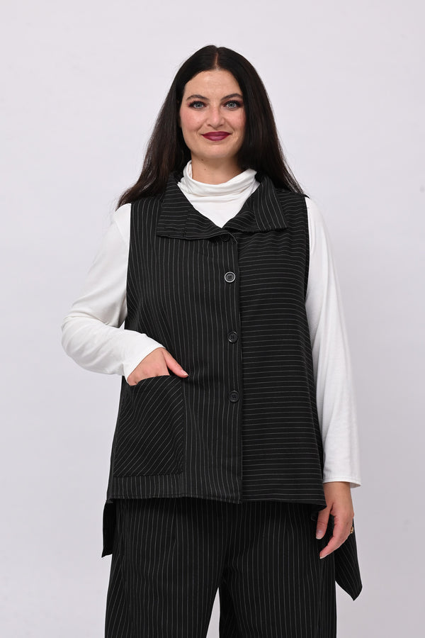 Gilet gessato punte - Nero