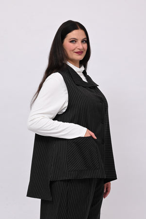 Gilet gessato punte - Nero