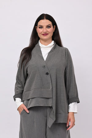 Giacca gessata punta - Grigio