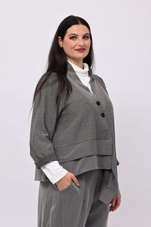 Giacca gessata punta - Grigio