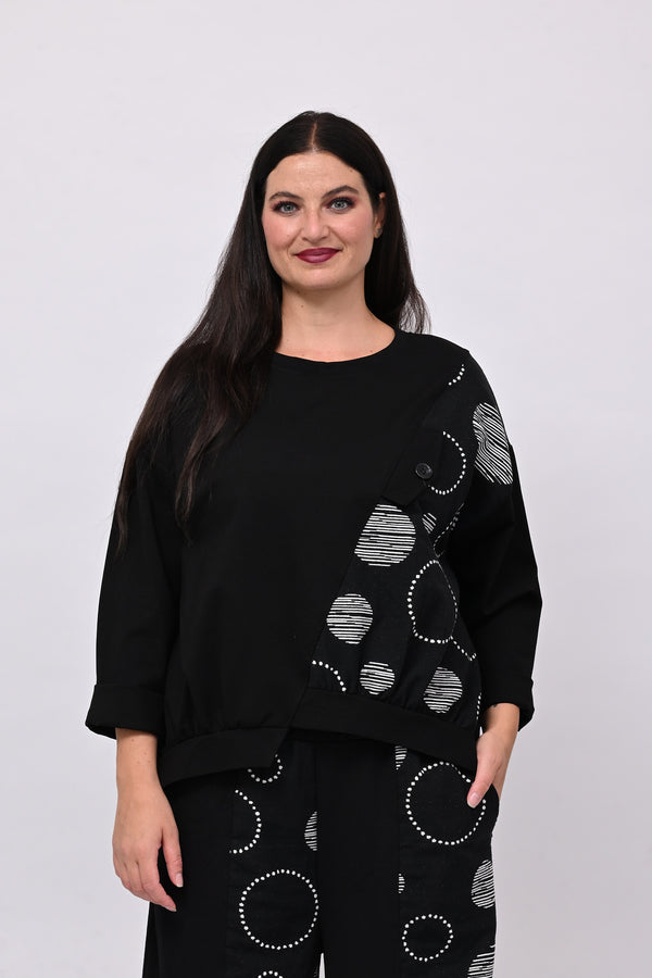 Maglia bolle asimmetrica - Nero