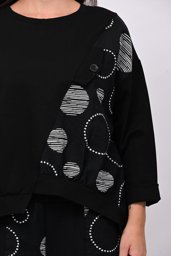 Maglia bolle asimmetrica - Nero
