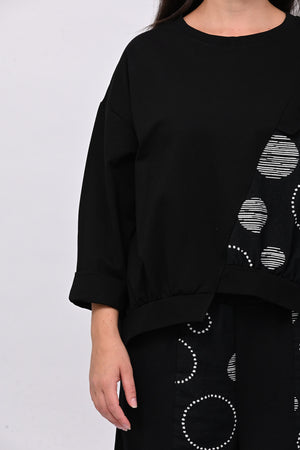 Maglia bolle asimmetrica - Nero