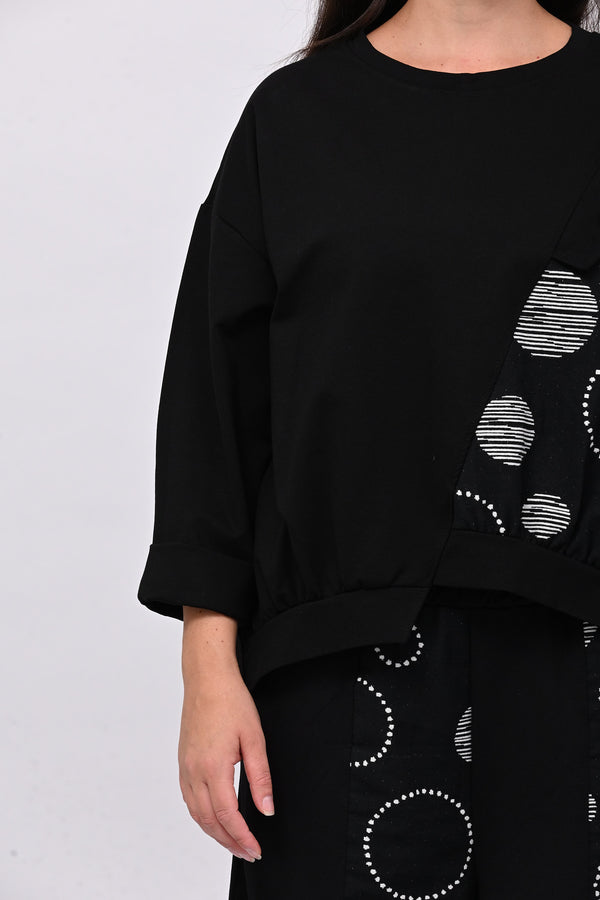Maglia bolle asimmetrica - Nero