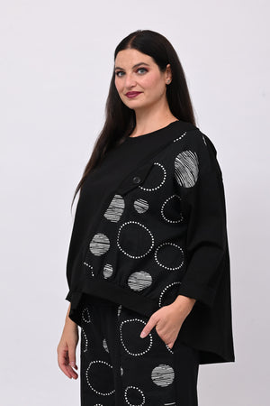Maglia bolle asimmetrica - Nero