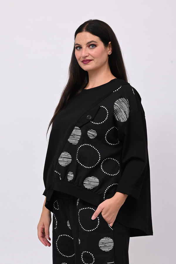 Maglia bolle asimmetrica - Nero