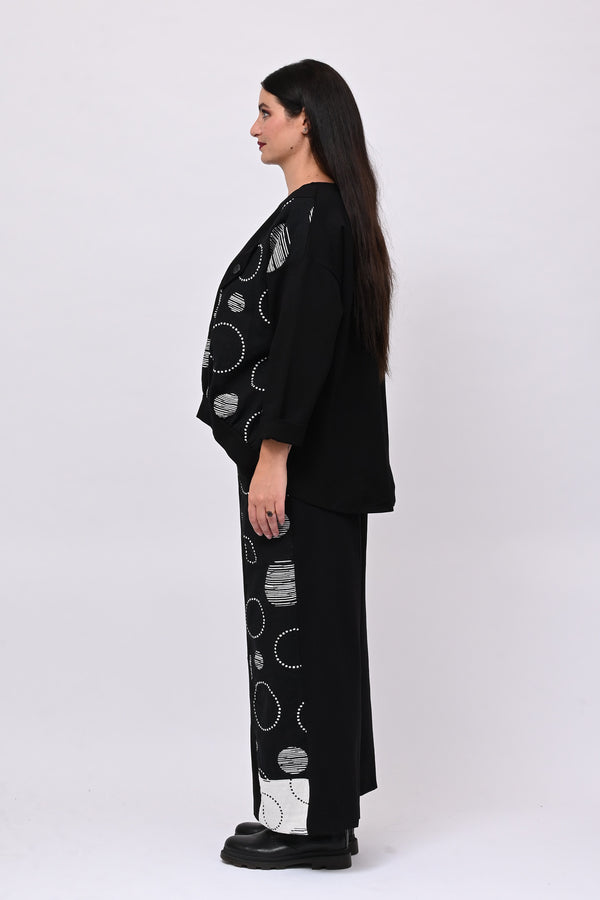 Maglia bolle asimmetrica - Nero