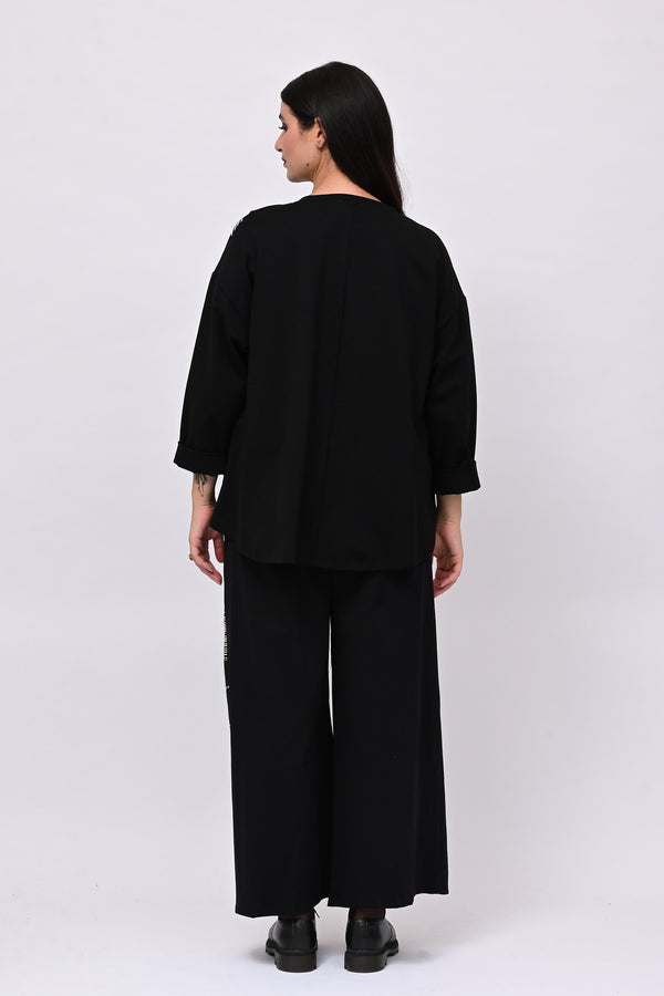 Maglia bolle asimmetrica - Nero