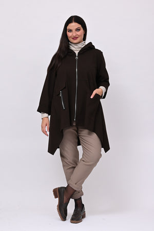 Felpa zip cappuccio - Moro
