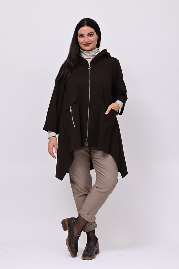 Felpa zip cappuccio - Moro