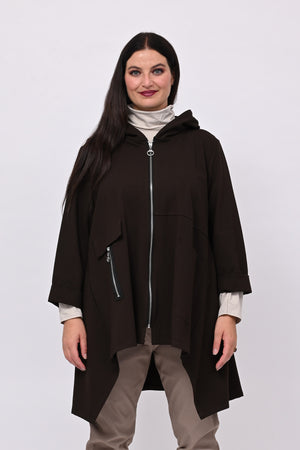 Felpa zip cappuccio - Moro