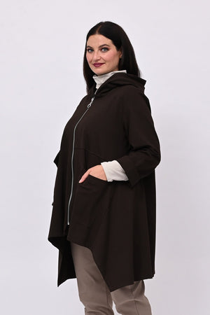 Felpa zip cappuccio - Moro