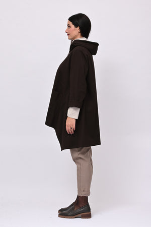 Felpa zip cappuccio - Moro
