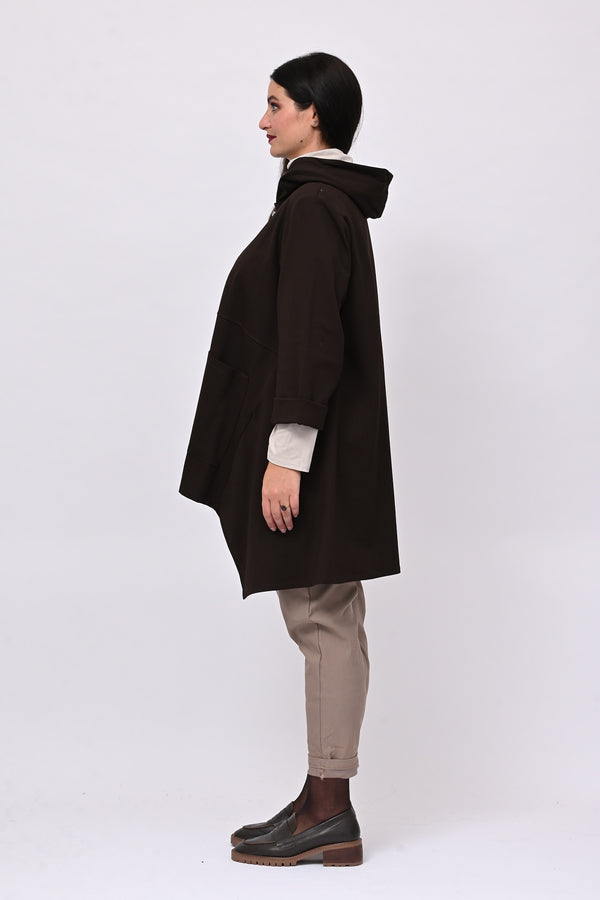 Felpa zip cappuccio - Moro