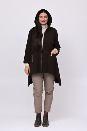 Felpa zip cappuccio - Moro