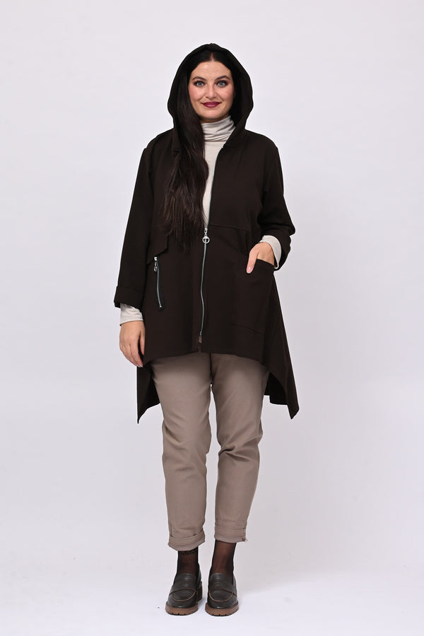 Felpa zip cappuccio - Moro