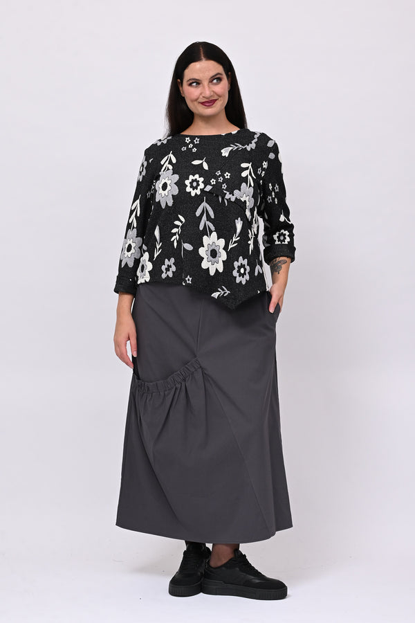 Maglia punta fiori - Nero