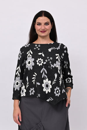 Maglia punta fiori - Nero