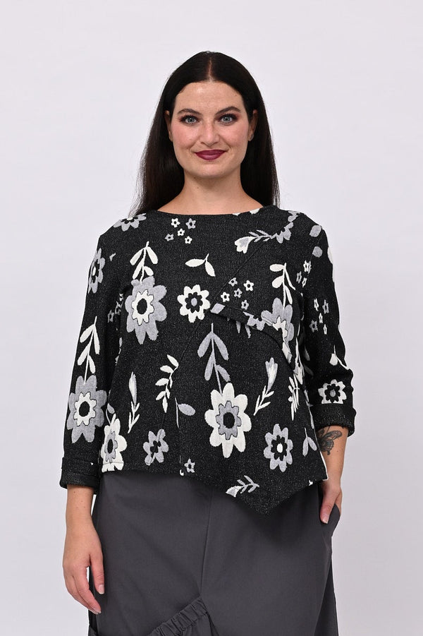 Maglia punta fiori - Nero