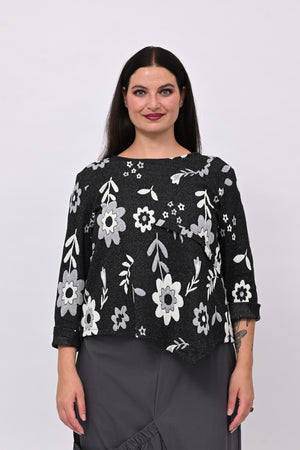 Maglia punta fiori - Nero