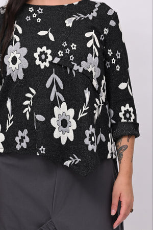 Maglia punta fiori - Nero
