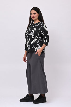 Maglia punta fiori - Nero
