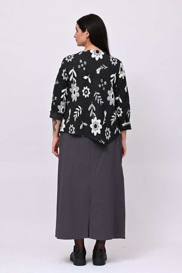 Maglia punta fiori - Nero