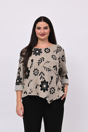 Maglia punta fiori - Greige