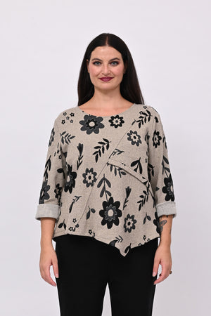 Maglia punta fiori - Greige