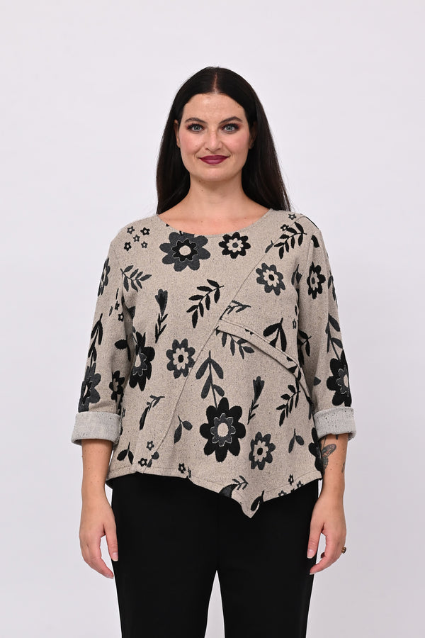 Maglia punta fiori - Greige