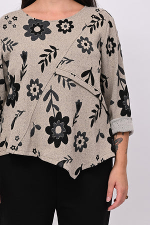 Maglia punta fiori - Greige