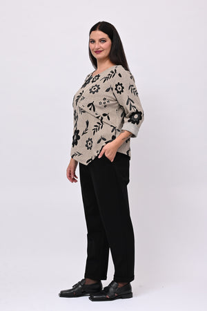 Maglia punta fiori - Greige
