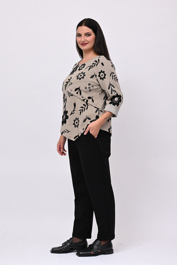 Maglia punta fiori - Greige