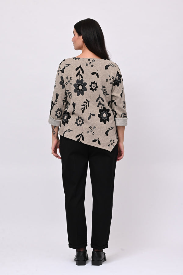 Maglia punta fiori - Greige