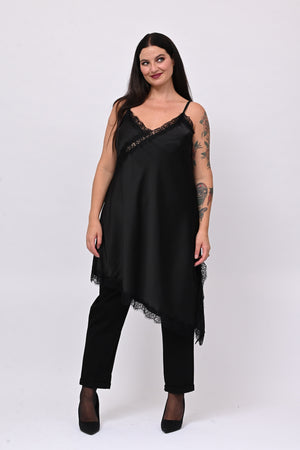 Maxi top raso - Nero