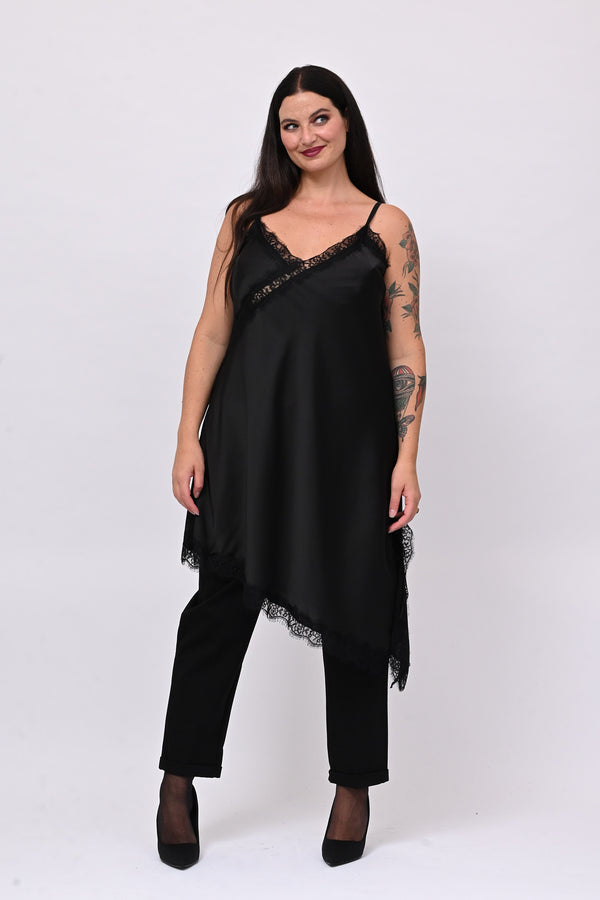 Maxi top raso - Nero