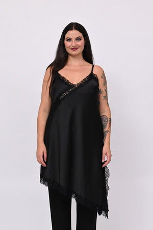 Maxi top raso - Nero