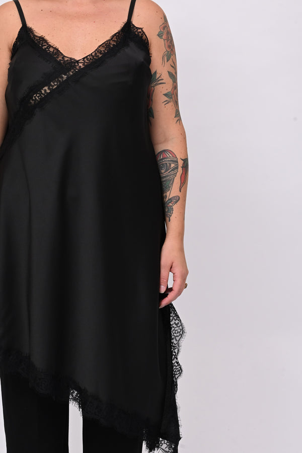 Maxi top raso - Nero