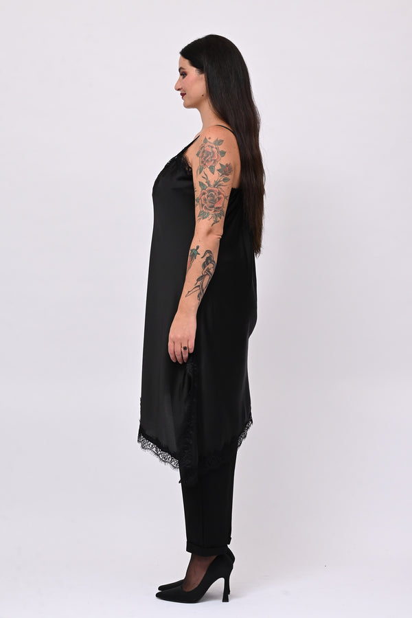 Maxi top raso - Nero