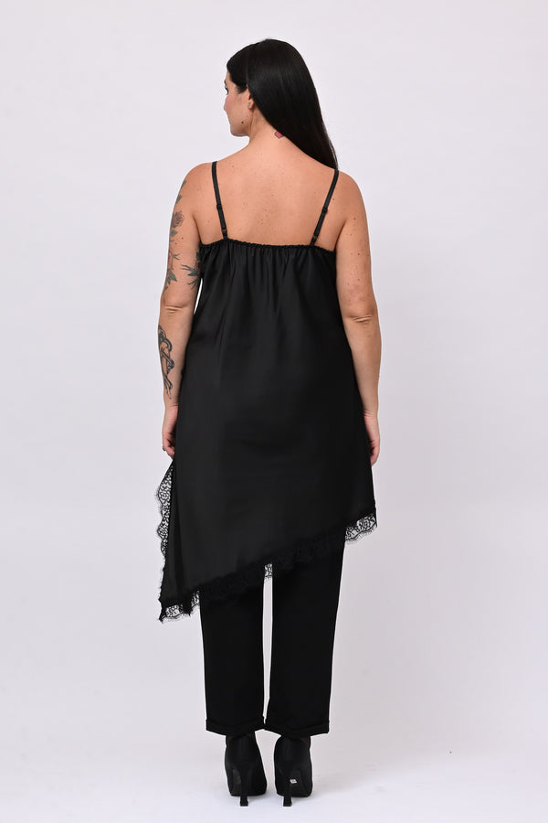 Maxi top raso - Nero