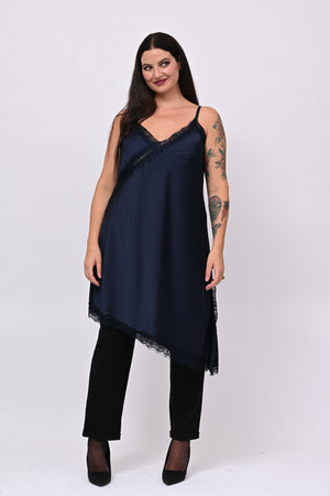 Maxi top raso - Blu scuro